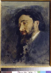 Portræt af forfatteren Vsevolod Mikhailovich Garchine (1855-1888). (portræt af forfatteren V. M. Garshin). Maleri af Ilya Refimovich Repin (Ilia Repin) (1844-1930), olie på lærred