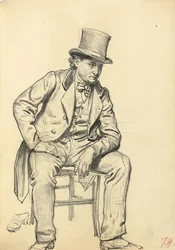 Siddende mand, arm lænet på hans ben, ca. 1872-1875