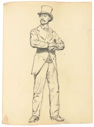 Studie til "A Parisian Cafe": Stående mand med en hat, benene adskilt, ca. 1872-1875
