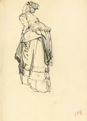 Kvinde i kjole bagfra, ca. 1872-1875