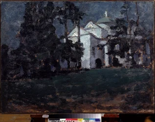 Hus I En Park. Maleri af Ilya Ivanovich Mashkov (Ilia Mashkov, Matchkov) (1881-1944), olie på lærred