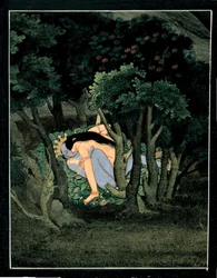 Krishna omfavnet af Radha, ca. 1775