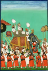 Rajah af Jodhpur rider på en elefant, ca. 1780