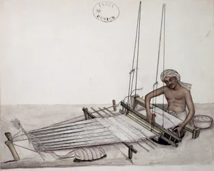 AS10 Vol.52 f5 4904 kat.201 i-iv Weaver at a loom, Bombay, c.1873 (akvarel på papir)