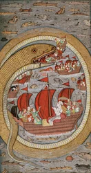 En monstrøs slange, der fortærer den kongelige flåde, ca. 1670-1690