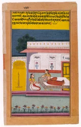 En Nayika venter på sin elsker, Bikaner, Rajasthan, ca. 1700-25
