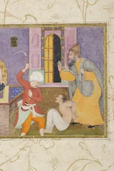 En fange stilles for retten, detaljer, ca. 1610 (ugennemsigtig wc & guld)