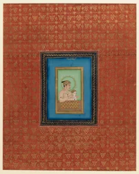 Akbar og en af hans sønner eller barnebarn, 1875-1900 (ugennemsigtigt wc & guld på papir)