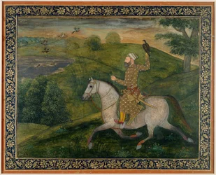 Alivardi Khan Goes Hawking (gouache på papir)