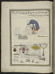 Bogbinder,  86 tegninger indbundet i et bind, der viser håndværk og erhverv i Kashmir, håndværkere vises i arbejde med deres redskaber og udstyr,  Af en Kashmir-kunstner, sandsynligvis i Srinagar, ca. 1850-60 (gouache på papir)