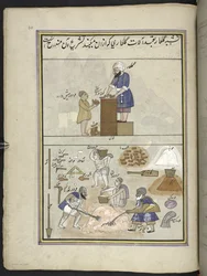 Murere, 86 tegninger indbundet i et bind med håndværk og erhverv i Kashmir, håndværkere vist under arbejde med deres redskaber og udstyr, af en kunstner fra Kashmir, sandsynligvis i Srinagar, ca. 1850-60