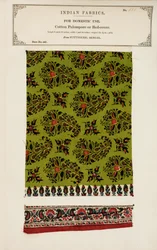 Bomuldspalempore eller sengebetræksprøve fra Futtygurgh i Bengalen, fra The Collection of the Textile Manufacturers of India, af John Forbes Watson, udgivet i 1866