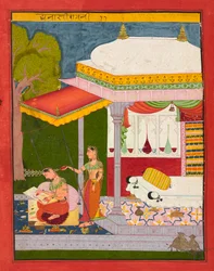 Dhanasri Ragini, folio fra en Ragamala, ca