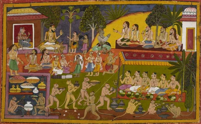 Under Aśvamedha-ofringen ærer Vibhīṣaṇa asketerne. Bharata og Śatrughna hjælper med ritualerne.