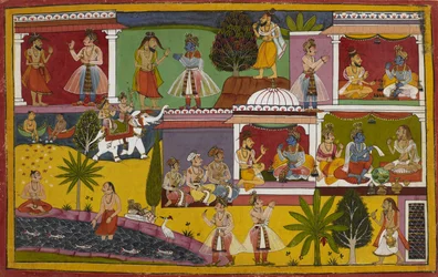 Durvasa og Døden besøger Rāma, så mediterer Lakṣmaṇa ved Sarayu og bliver ført til himlen af Indra.
