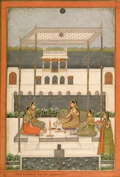 Aftenfest i haven til et Mughal-palads, Lucknow eller Murshidabad, Vestbengalen, 1760
