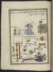 Guld blonder og fletningsmagere,  86 tegninger indbundet i et bind, der viser håndværk og erhverv i Kashmir, håndværkere vises i arbejde med deres redskaber og udstyr,  Af en Kashmir-kunstner, sandsynligvis i Srinagar, ca. 1850-60 (gouache på papir)