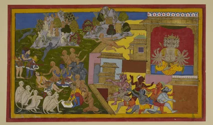 Hanumān ankommer med en helbredende urt; Lakṣmaṇa kommer sig og sværger at besejre Rāvaṇa