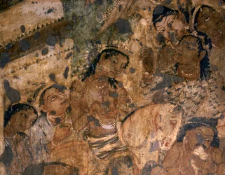 INDIENSK KUNST: Fresko i den buddhistiske hule nr. 19, 2. århundrede f.Kr.