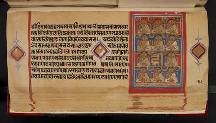 Kalpasutra manuskriptfolio, der viser Ganadharas