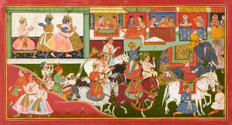 Krishna siger farvel, folio fra en Bhagavata Purana, ca. 1680-1690
