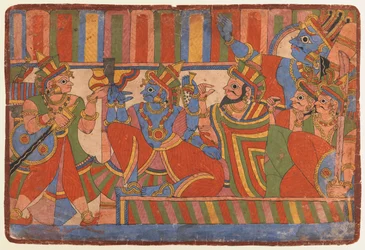 Krishna rådgiver Pandava-lederne, ca. 1830-50