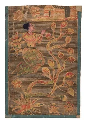 Lady Praying at a Shrine, (ugennemsigtigt wc & guld på papir)