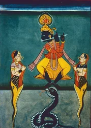 Lord Krishna (gouache og akvarel på papir)