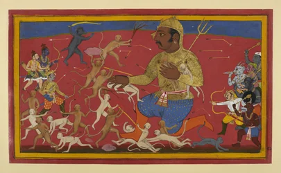 Aber og guder fortsætter deres angreb på Kumbhakarṇa
