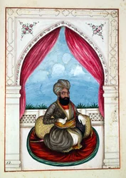 Nawab Mohammad Akhbar Khan, fra The Kingdom of the Punjab, its Rulers and Chiefs, bind II, et bind med 30 akvarelstudier af en uidentificeret indisk kunstner, ca. 1840 (wc på papir)