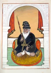 Nutta Singh Akali, fra The Kingdom of the Punjab, its Rulers and Chiefs, bind II, et bind med 30 akvarelstudier af en uidentificeret indisk kunstner, ca. 1840 (wc på papir)