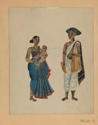 Et af et sæt på ni billeder, der viser indianere i forskellige erhverv (wc på papir)