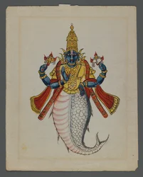 Et af et sæt på ni billeder, der viser indianere i forskellige erhverv (wc på papir)
