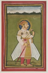 Portræt af Kumbha Rana af Udaipur, 1820 (gouache på indisk papir)