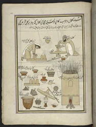 Pottemagere,  86 tegninger indbundet i et bind, der viser håndværk og erhverv i Kashmir, håndværkere vises i arbejde med deres redskaber og udstyr,  Af en Kashmir-kunstner, sandsynligvis i Srinagar, ca. 1850-60 (gouache på papir)