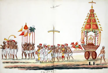 Procession med guder (wc på papir)