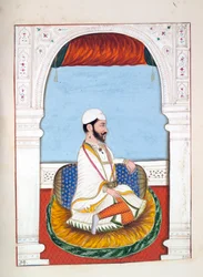 Pundit Jhila, fra The Kingdom of the Punjab, its Rulers and Chiefs, bind II, et bind med 30 akvarelstudier af en uidentificeret indisk kunstner, ca. 1840 (wc på papir)