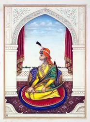 Rajah Chattar Singh, fra The Kingdom of the Punjab, its Rulers and Chiefs, bind I, et bind med 27 akvarelstudier af en uidentificeret indisk kunstner, ca. 1840 (wc på papir)