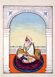 Rajah Iej Singh, fra The Kingdom of the Punjab, its Rulers and Chiefs, bind I, et bind med 27 akvarelstudier af en uidentificeret indisk kunstner, ca. 1840 (wc på papir)