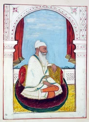 Rajah Lal Singh, fra The Kingdom of the Punjab, its Rulers and Chiefs, bind I, et bind på 27 akvarelstudier af en uidentificeret indisk kunstner, ca. 1840 (wc på papir)