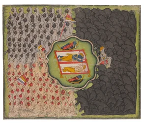 Rama og Lakshmana med abe- og bjørnehærene, ca. 1780-1800 (uigennemsigtige pigmenter på papir)