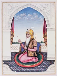 Ranjit Singh (1780-1839) Maharajah of the Punjab (blyant, gouache og wc på papir)