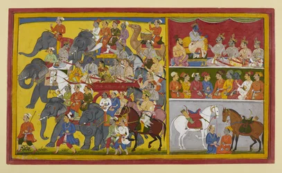 Rāma og hans brødre rejser til Ayodhyā og rådfører sig med Vibhīṣaṇa og en vismand.