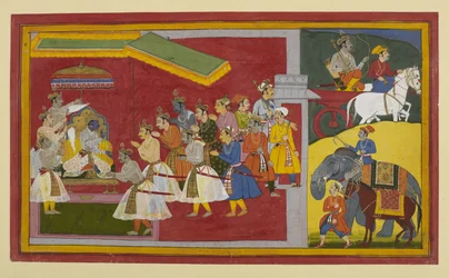 Rāma tager afsked med sine allierede, da hans gyldne regeringstid, Rām-rājya, begynder