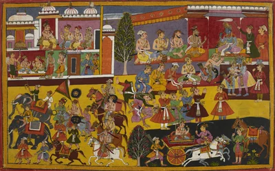 Rāma omfavner Bharata, og hans undersåtter beder om at ledsage ham.