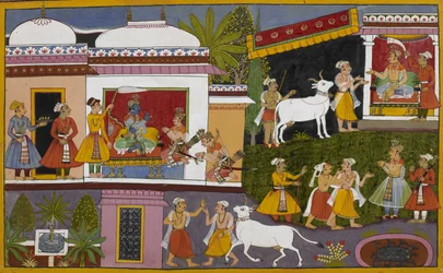 Rāma fortæller Lakṣmaṇa historien om kong Nriga og de to brahmaner, da han vender tilbage.