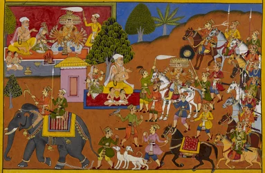 Rāvaṇa møder vismanden Maya og gifter sig med hans datter Mandodarī.