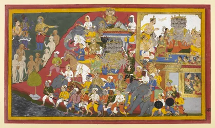 Rāvaṇa gør sig klar til kamp; Rāma konsulterer Vibhīṣaṇa om fjendens ledere