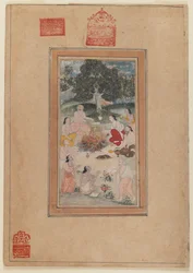Sadhus samlet omkring et bål, ca. 1600 (wc på papir)
