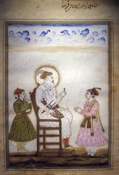 Shah Jahan siddende med ledsagere